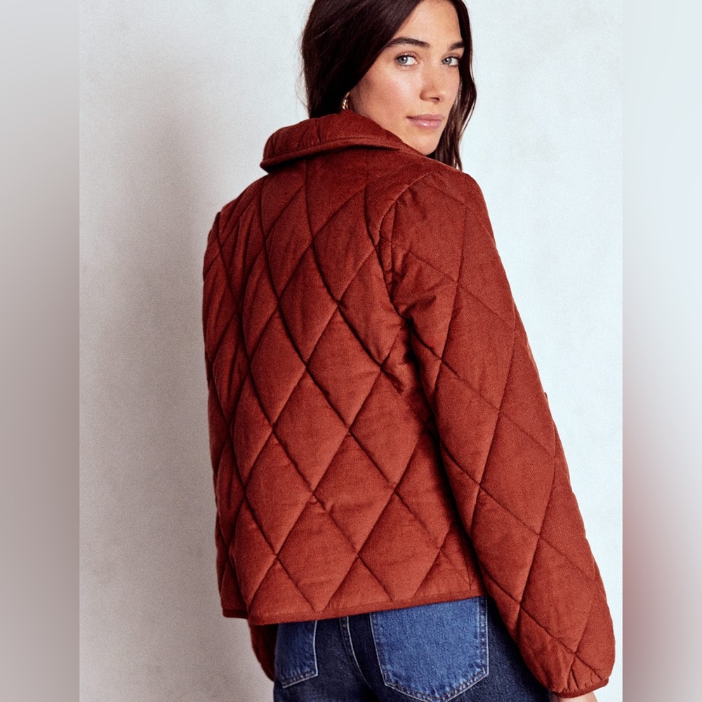 Boden Fitzrovia Quilted Cord Jacket - Fire Brick Red - Picture 3 of 9
